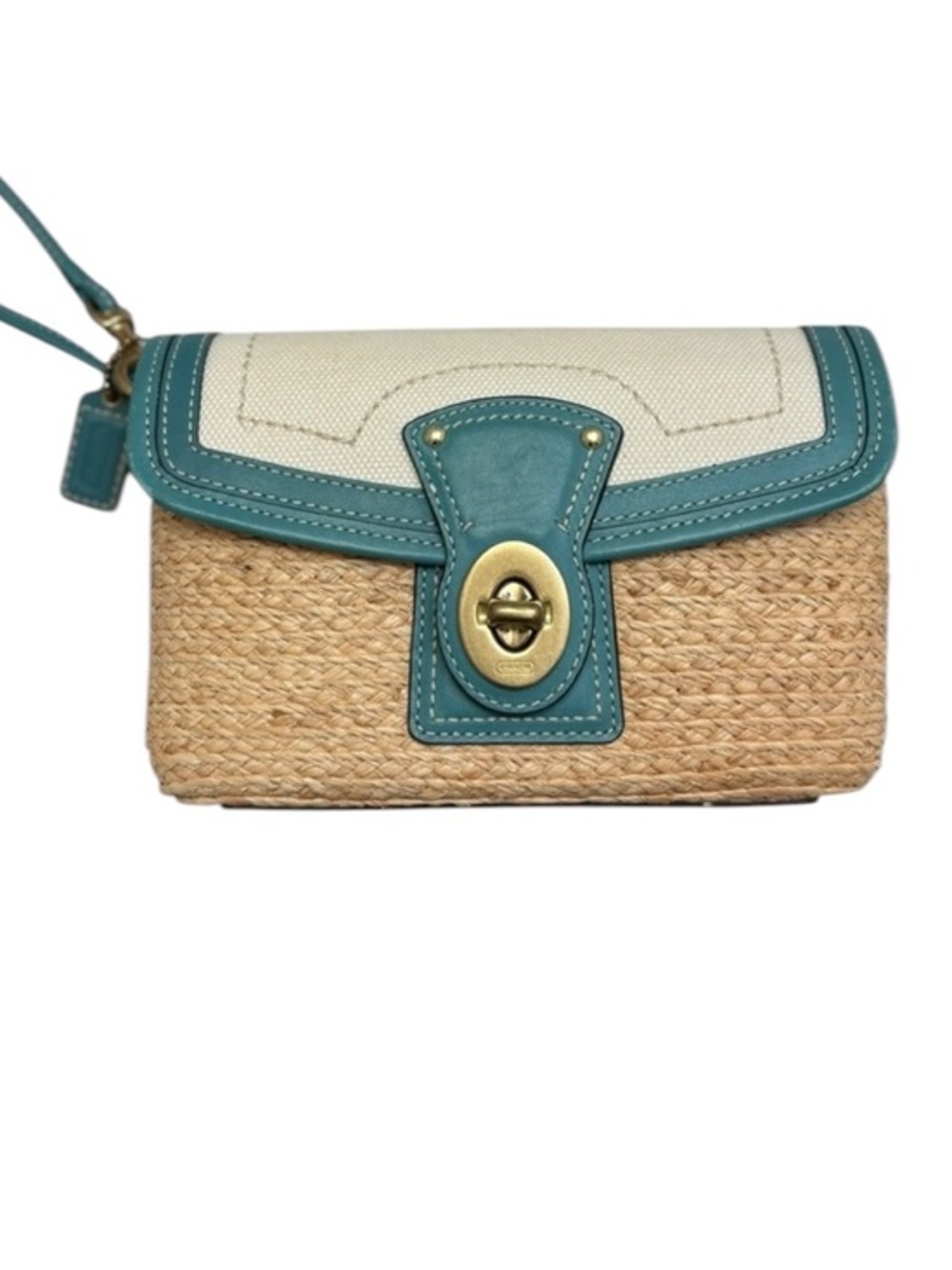 Coach vintage y2k legacy wicker canvas leather Turnlock wristlet rare